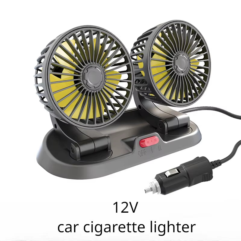 12V Automotive Fan Car Fan 24V 360° Adjustable 3 Head Air Fan (4/1Pcs)